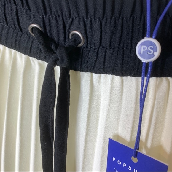 NWT PopSugar Black & Cream Pleated Midi Skirt 1X - Picture 5 of 8